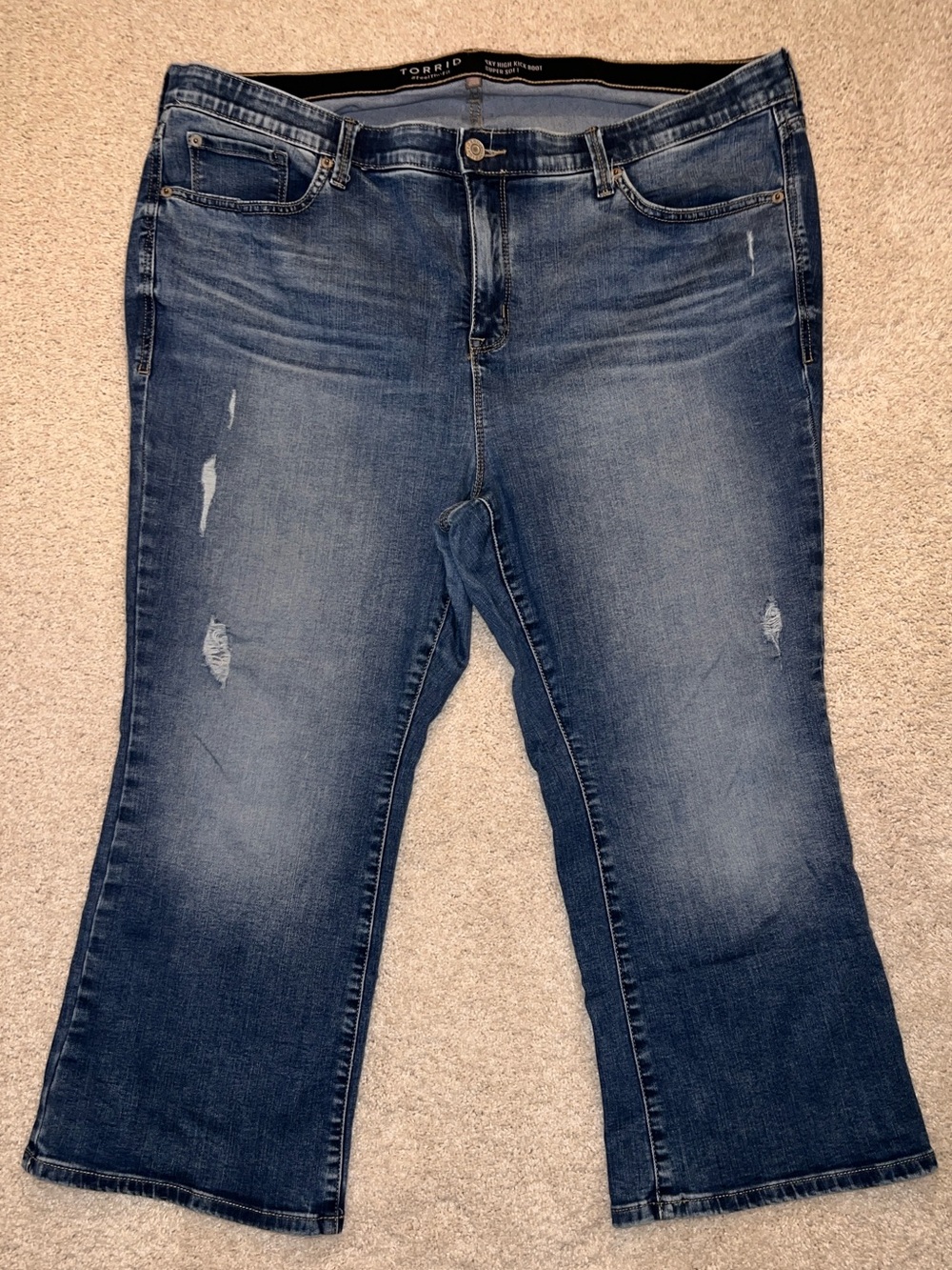 torrid Blue Distressed Wide Leg Jeans